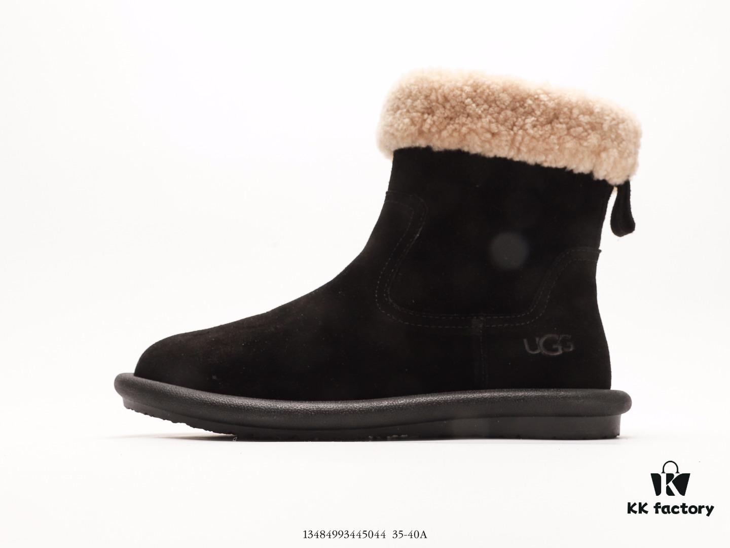 Premium Full Wool Lined UGG-5877 Australia Luxury Brand Genuine Leather Sheepskin Snow Boots for Men and Women, Imported Cowhide with Comfortable Rubber Foam Sole