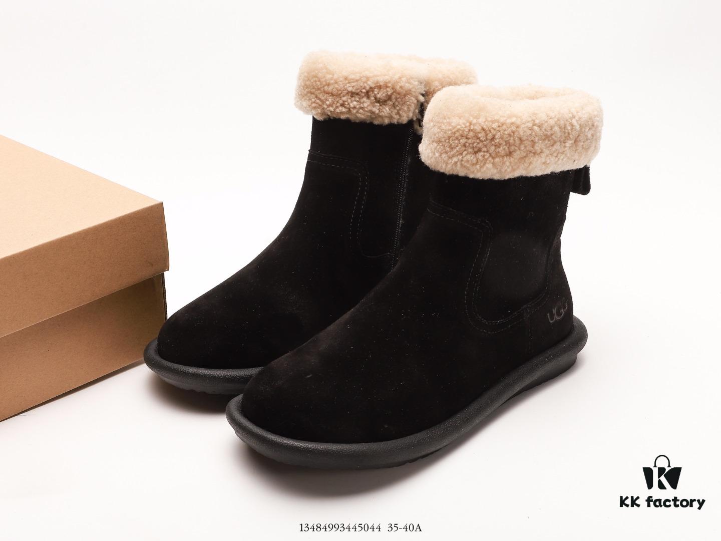 Premium Full Wool Lined UGG-5877 Australia Luxury Brand Genuine Leather Sheepskin Snow Boots for Men and Women, Imported Cowhide with Comfortable Rubber Foam Sole