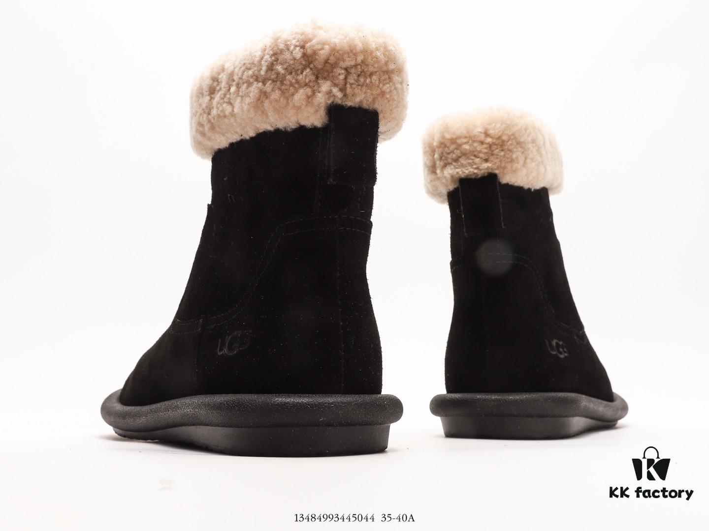 Premium Full Wool Lined UGG-5877 Australia Luxury Brand Genuine Leather Sheepskin Snow Boots for Men and Women, Imported Cowhide with Comfortable Rubber Foam Sole