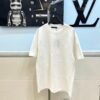 Louis Vuitton LV Letter Logo Embroidered All-Over Round Neck Short Sleeve T-Shirt, Heavy Craftsmanship Brand Signature Design, Made from 280g Pure Cotton Double Yarn Fabric, Comfortable and Soft to Wear, Neat Embroidery Stitching, High Version Comparable at Will, Complete with Three Labels