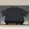 Louis Vuitton LV Letter Logo Embroidered All-Over Round Neck Short Sleeve T-Shirt, Heavy Craftsmanship Brand Signature Design, Made from 280g Pure Cotton Double Yarn Fabric, Comfortable and Soft to Wear, Neat Embroidery Stitching, High Version Comparable at Will, Complete with Three Labels