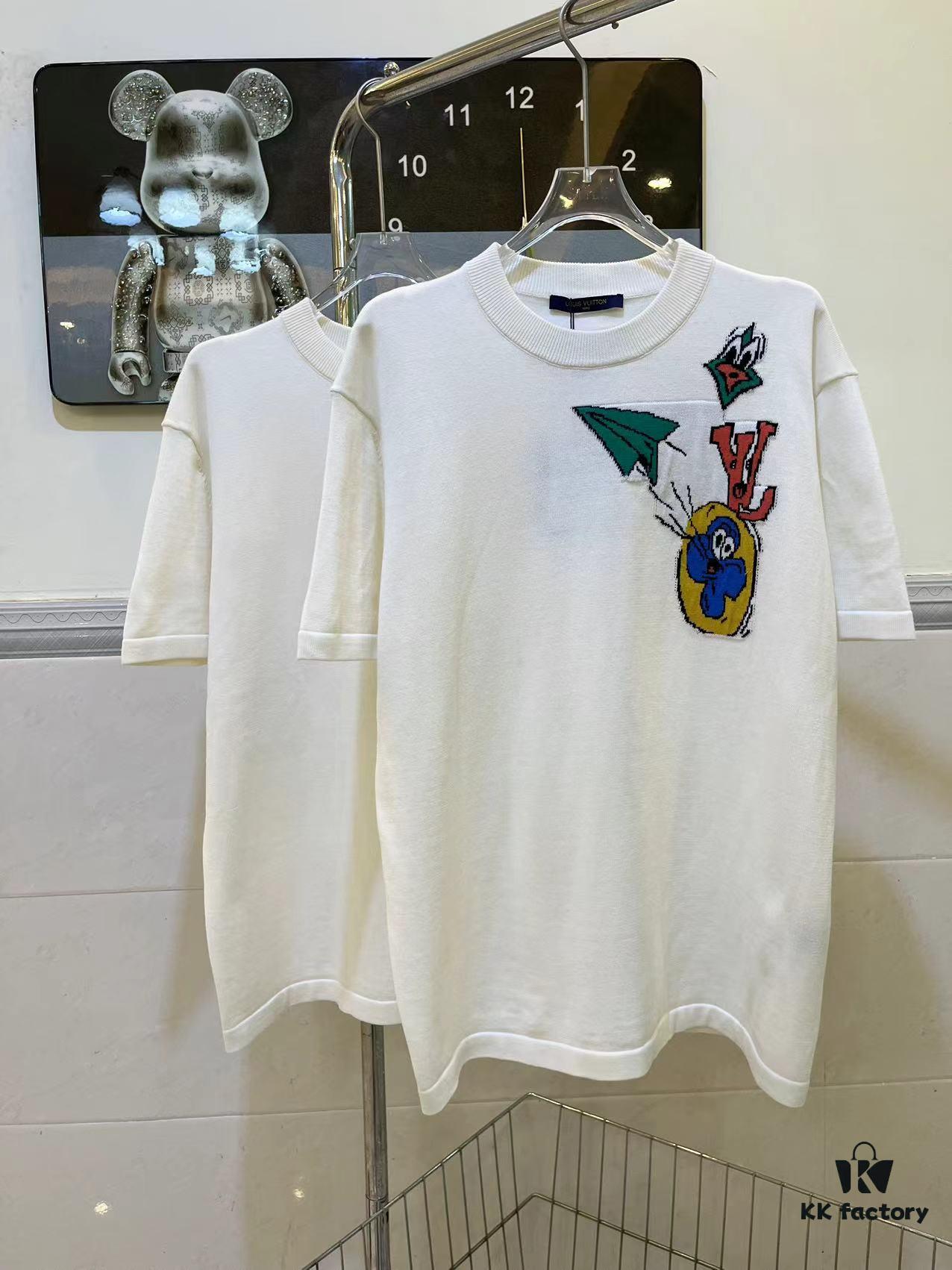 LOUIS VUITTON 23SS New Arrival Paper Plane Design Knitted Short-Sleeve Shirt