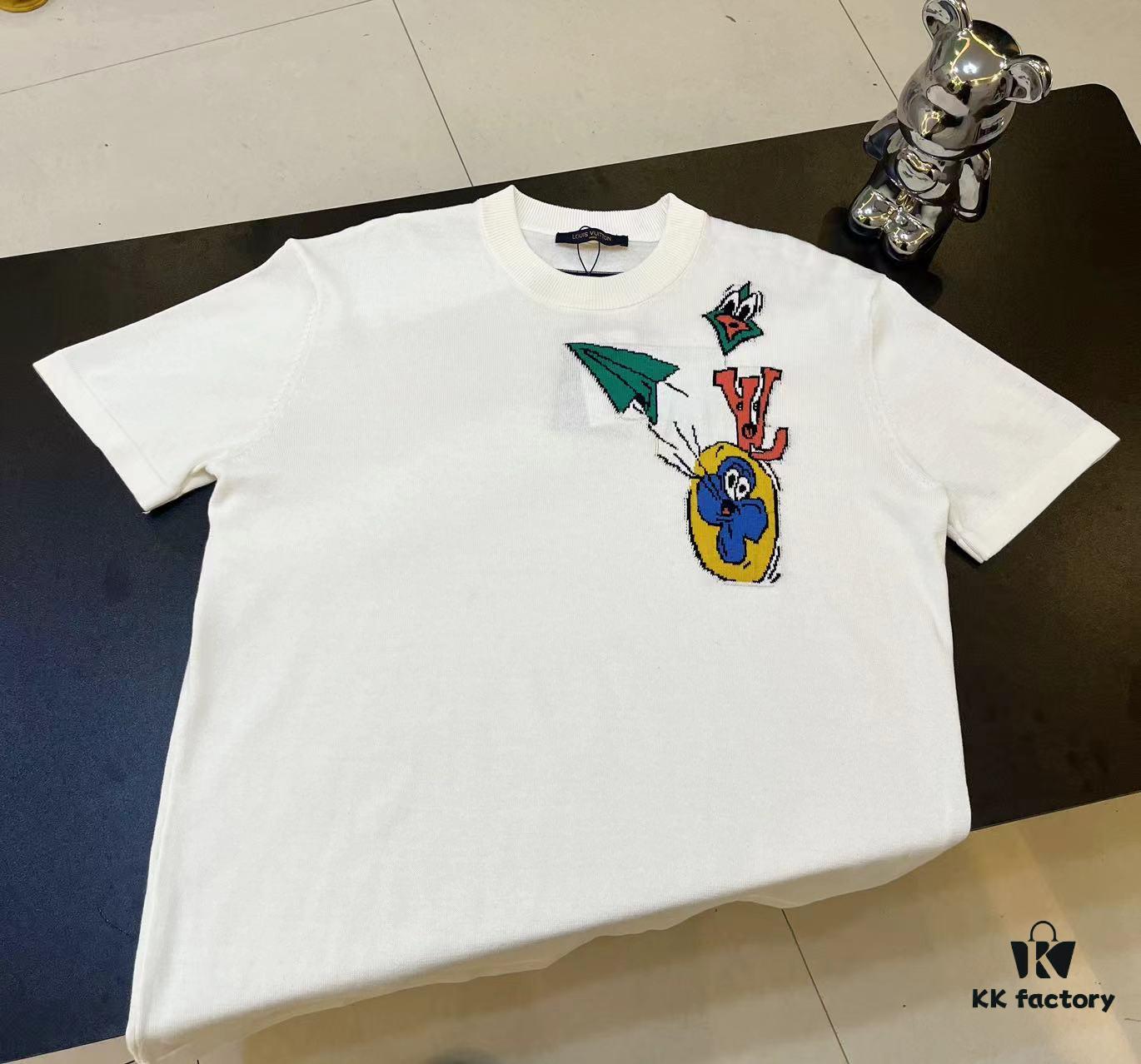 LOUIS VUITTON 23SS New Arrival Paper Plane Design Knitted Short-Sleeve Shirt