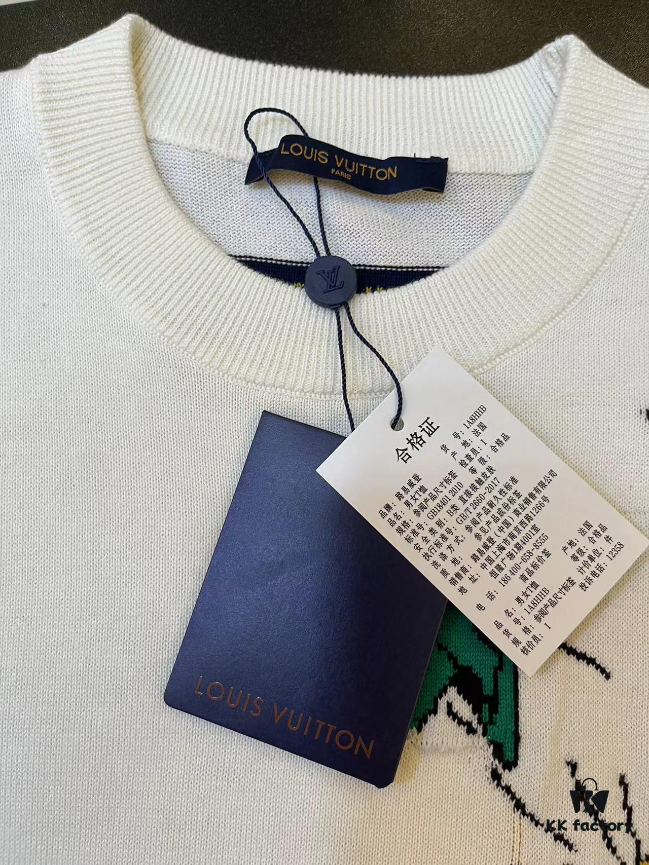 LOUIS VUITTON 23SS New Arrival Paper Plane Design Knitted Short-Sleeve Shirt