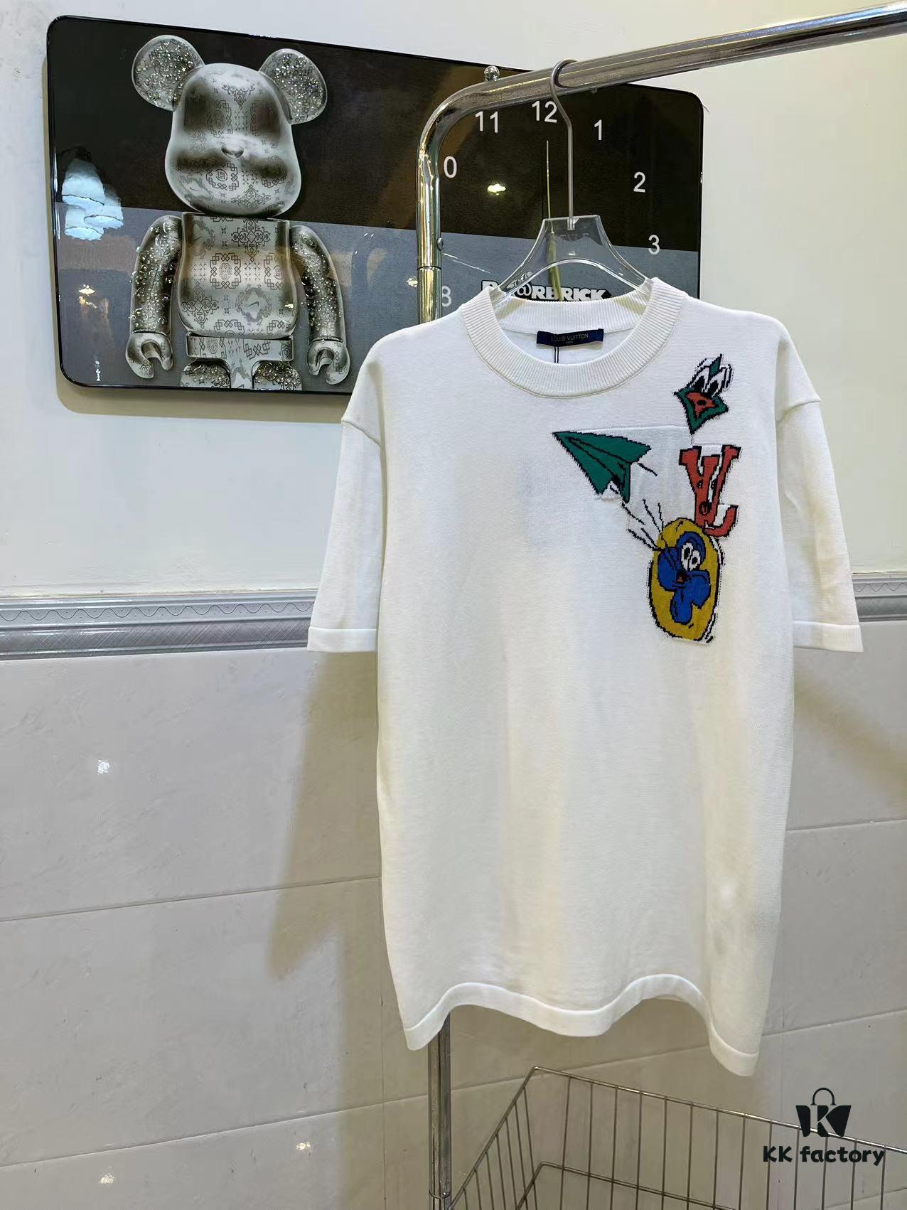 LOUIS VUITTON 23SS New Arrival Paper Plane Design Knitted Short-Sleeve Shirt