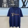 LOUIS VUITTON Hand-Embroidered Beaded Short-Sleeve T-Shirt Crafted from 280g Pure Cotton Double-Yarn Fabric with Delicate Beadwork Logo on Front, Adding Elegant and Textured Detail to Everyday Looks