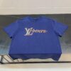 LOUIS VUITTON Hand-Embroidered Beaded Short-Sleeve T-Shirt Crafted from 280g Pure Cotton Double-Yarn Fabric with Delicate Beadwork Logo on Front, Adding Elegant and Textured Detail to Everyday Looks