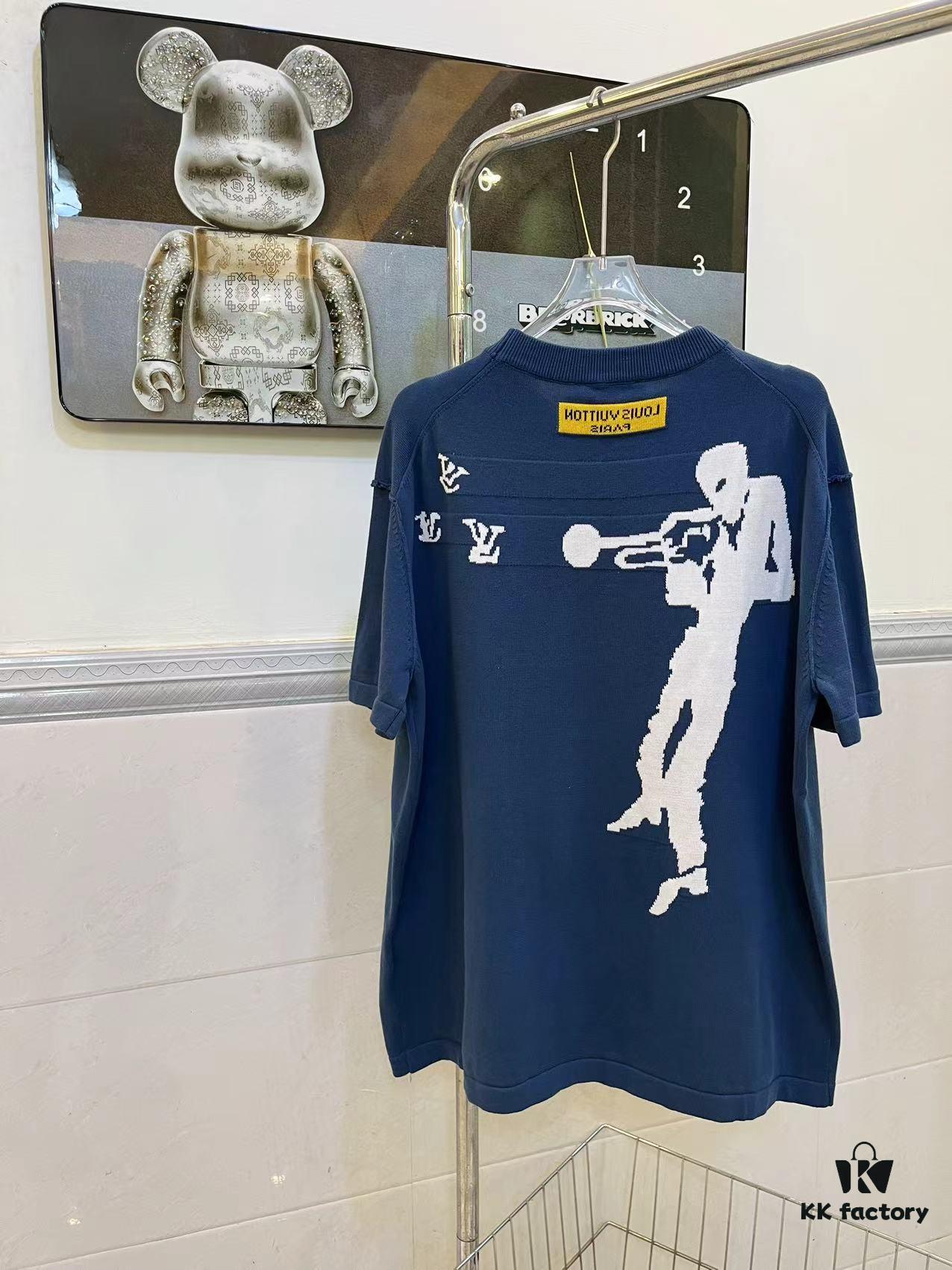 LOUIS VUITTON Louis Vuitton 2023 Jazz Trumpeter Jacquard Knit Short-Sleeve Top