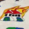 LOUIS VUITTON Lv Louis Vuitton European Runway Flame Short Sleeve T-Shirt with Front and Back Colorful Graffiti Print