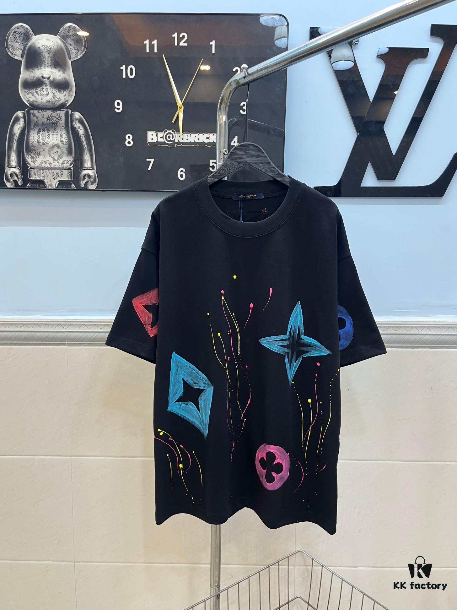 LOUIS VUITTON Louis Vuitton Hand-Painted Graffiti New Short Sleeve T-Shirt