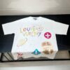 LOUIS VUITTON Louis Hand-painted Crow New Short Sleeve T-shirt, High Quality 280g Combed Cotton Double Yarn Fabric, Soft and Comfortable Wear, Front Hand-painted Crow Design with Special Craftsmanship for Trendy Style, Custom Dyed to Match Official Website, Full Triple Labels Included, Not Ordinary Market Version, Guaranteed Quality, Unisex Design