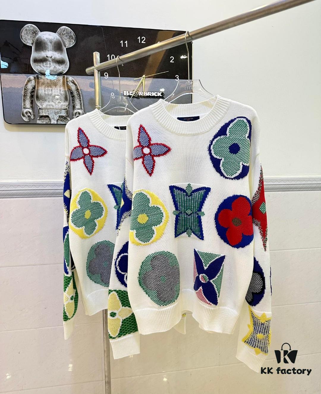 Louis Vuitton Classic Three-Flower Floral Round-Neck Long-Sleeve Sweater