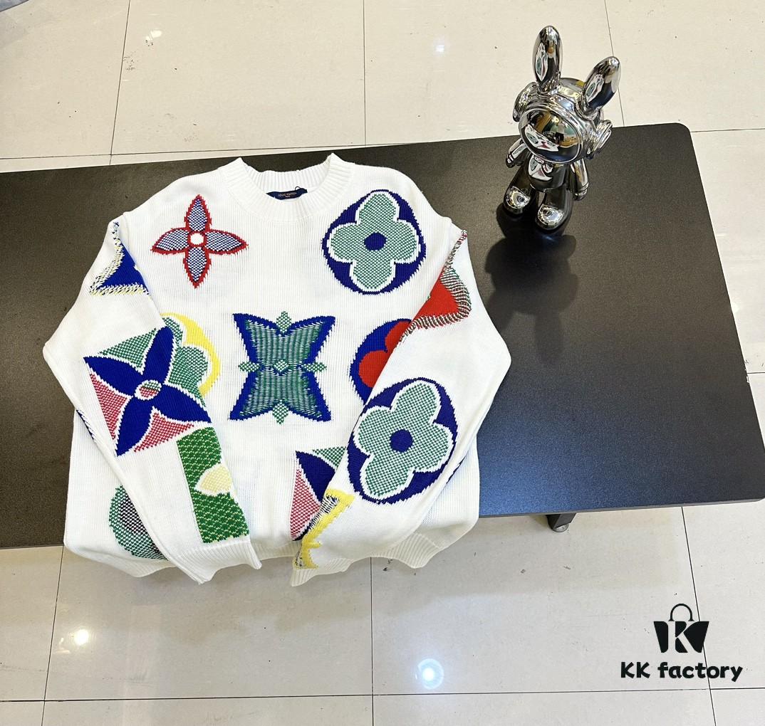 Louis Vuitton Classic Three-Flower Floral Round-Neck Long-Sleeve Sweater