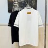 LOUIS VUITTON Embroidered New Short Sleeve T-Shirt, High-Quality 280g Double Cotton Yarn Fabric with Smooth Nylon and Washed Cotton Feel, Premium Embroidery on Front and Sleeves, Fashionable Design with Special Craftsmanship, Custom Dyed and Matched to Official Website