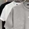 LV Louis Vuitton 2025 Spring/Summer New Arrival Round Neck Short Sleeve T-Shirt with Front Embroidery and Back Chain Stitch Design, Made from 320g Double-Layer Combed Cotton Fabric, Slightly Loose Fit, Soft and Substantial Fabric Texture, Unisex Style