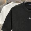 LV Louis Vuitton 2025 Spring/Summer New Arrival Round Neck Short Sleeve T-Shirt with Front Embroidery and Back Chain Stitch Design, Made from 320g Double-Layer Combed Cotton Fabric, Slightly Loose Fit, Soft and Substantial Fabric Texture, Unisex Style