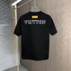 LV Louis Vuitton 2025 Spring/Summer New Arrival Round Neck Short Sleeve T-Shirt with Front Embroidery and Back Chain Stitch Design, Made from 320g Double-Layer Combed Cotton Fabric, Slightly Loose Fit, Soft and Substantial Fabric Texture, Unisex Style