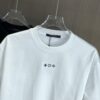 LV Louis Vuitton 2025 Spring-Summer New Arrival Round Neck Short Sleeve T-Shirt with Front Embroidery and Back Chain Stitching, Made from 320g Double-Combed Cotton Fabric, Slightly Loose Fit, Soft and Substantial Texture, Unisex Design