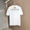 LV Louis Vuitton 2025 Spring-Summer New Arrival Round Neck Short Sleeve T-Shirt with Front Embroidery and Back Chain Stitching, Made from 320g Double-Combed Cotton Fabric, Slightly Loose Fit, Soft and Substantial Texture, Unisex Design