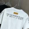 LV Louis Vuitton 2025 Spring-Summer New Arrival Round Neck Short Sleeve T-Shirt with Front Embroidery and Back Chain Stitching, Made from 320g Double-Combed Cotton Fabric, Slightly Loose Fit, Soft and Substantial Texture, Unisex Design