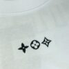 LV Louis Vuitton 2025 Spring-Summer New Arrival Round Neck Short Sleeve T-Shirt with Front Embroidery and Back Chain Stitching, Made from 320g Double-Combed Cotton Fabric, Slightly Loose Fit, Soft and Substantial Texture, Unisex Design
