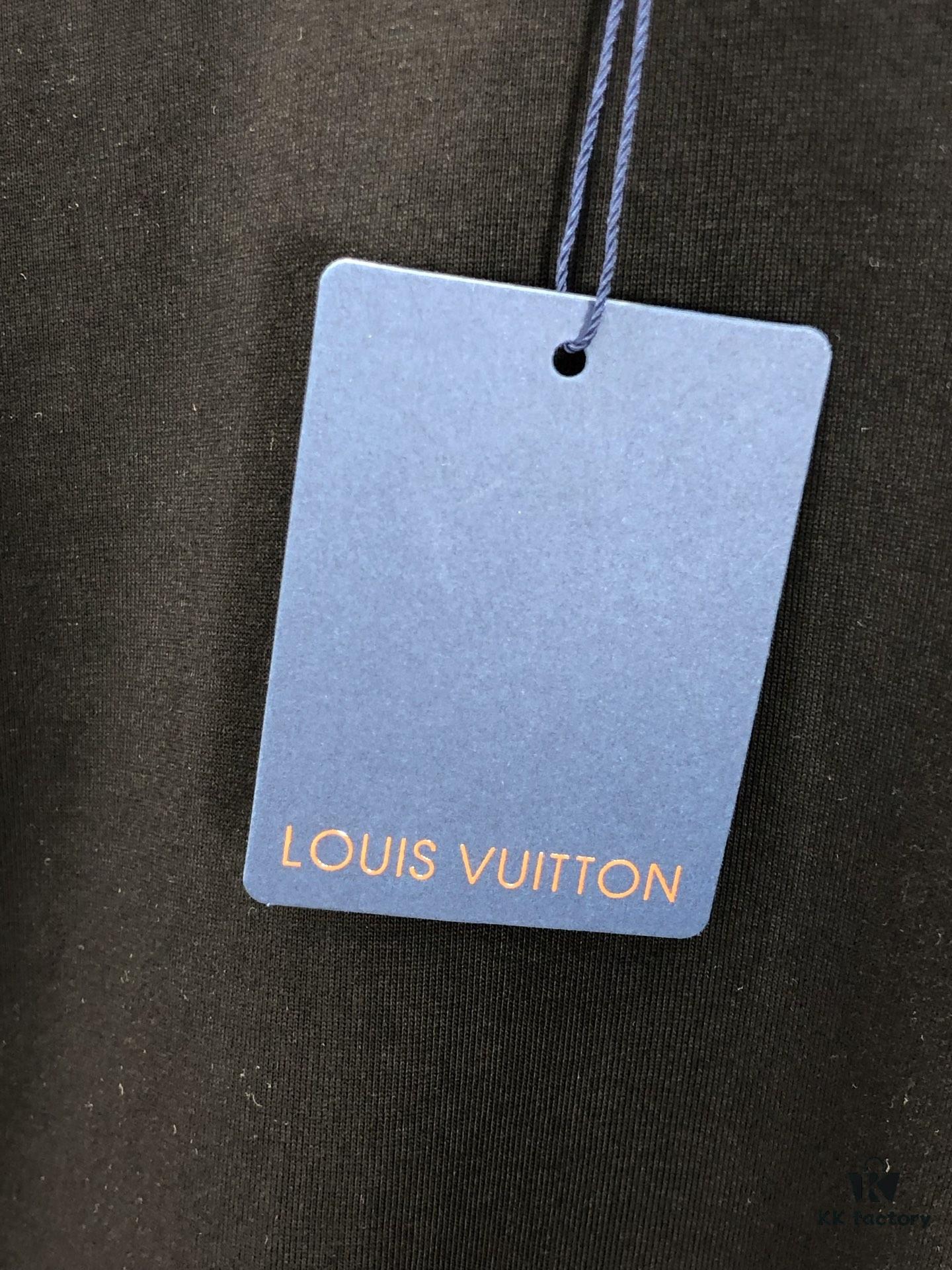 LV Louis Vuitton 2025 Spring/Summer New Arrival Round Neck Short Sleeve T-Shirt with Hand-Painted Print, Made from 320g Double-Combed Cotton Fabric, Slightly Loose Fit, Soft and Substantial Fabric Texture, Unisex Design