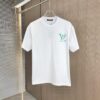 LV Louis Vuitton 2025 Spring-Summer New Arrival Round Neck Short Sleeve T-Shirt with Hand-Painted Print, Made from 320g Double-Layer Combed Cotton Fabric, Slightly Loose Fit, Soft and Substantial Fabric Texture, Unisex Design