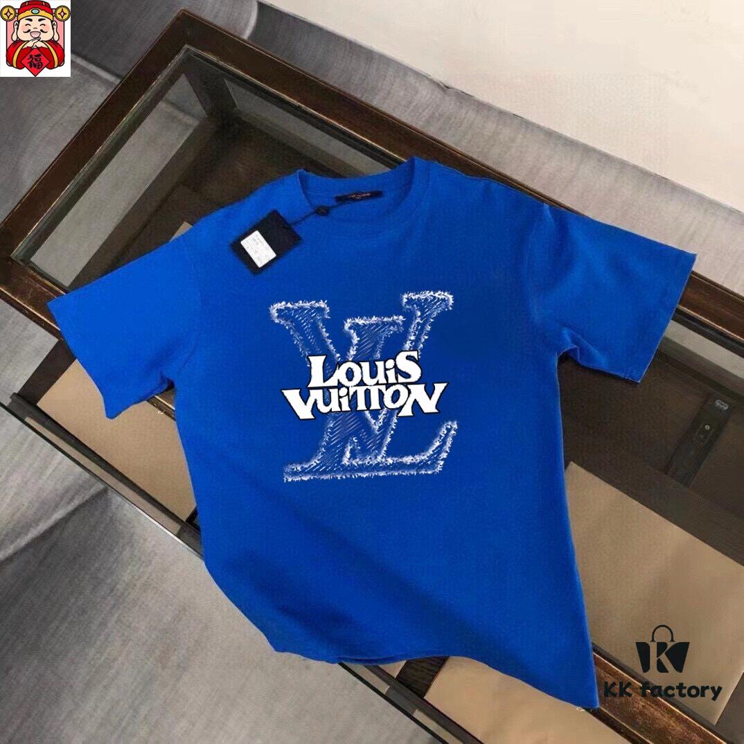LV Louis Vuitton Men's Casual Short-Sleeve T-Shirt, 2025 Spring/Summer New Arrival, Premium Logo Craftsmanship, Imported Silk-Cotton Fabric, Stylish and Versatile Design
