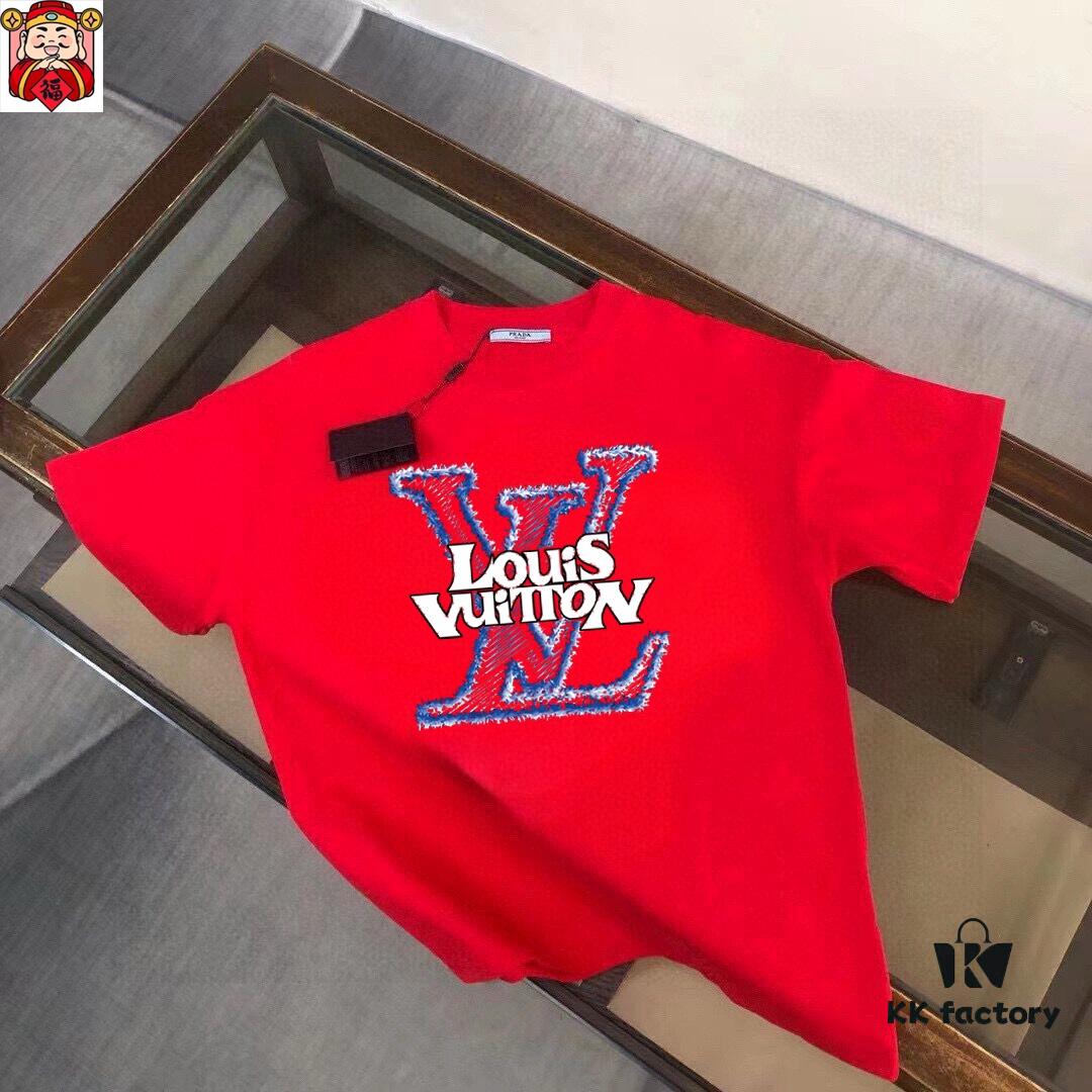 LV Louis Vuitton Men's Casual Short-Sleeve T-Shirt, 2025 Spring/Summer New Arrival, Premium Logo Craftsmanship, Imported Silk-Cotton Fabric, Stylish and Versatile Design