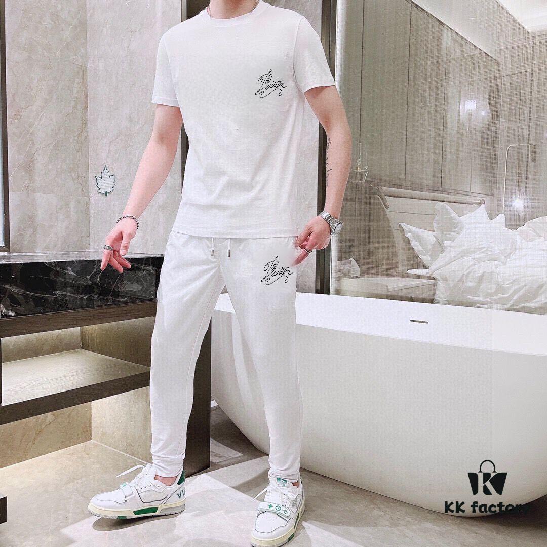 LV Louis Vuitton 2025 Official Website Same Style Summer Men's Double Mercerized High-Quality Suit Premium Imported Fabric Trendy Fashion Versatile Bestseller Simple and Elegant Precise Stitching