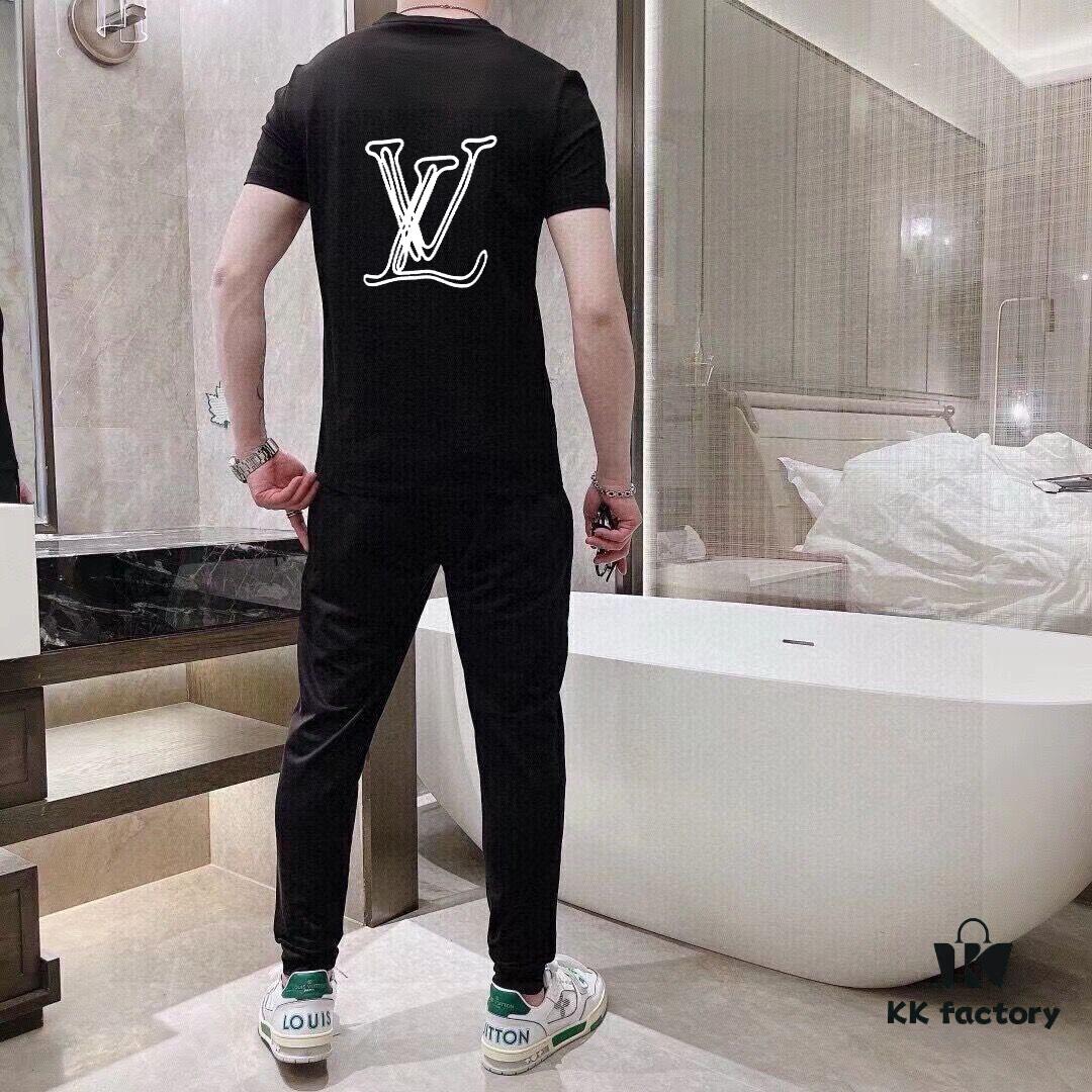 LV Louis Vuitton 2025 Official Website Same Style Summer Men's Double Mercerized High-Quality Suit Premium Imported Fabric Trendy Fashion Versatile Bestseller Simple and Elegant Precise Stitching