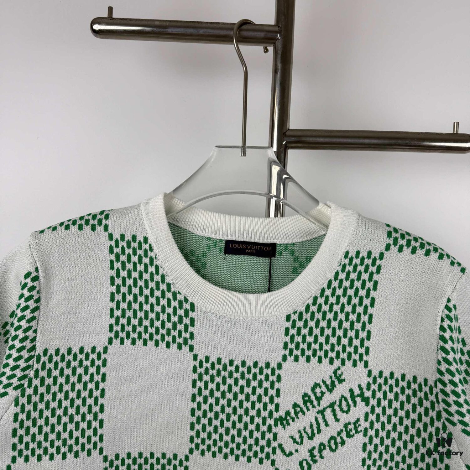 New Louis Vuitton Plaid Green Checkerboard Short Sleeve Unisex T-Shirt