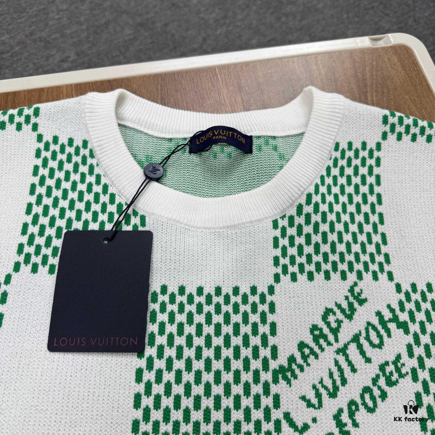 New Louis Vuitton Plaid Green Checkerboard Short Sleeve Unisex T-Shirt