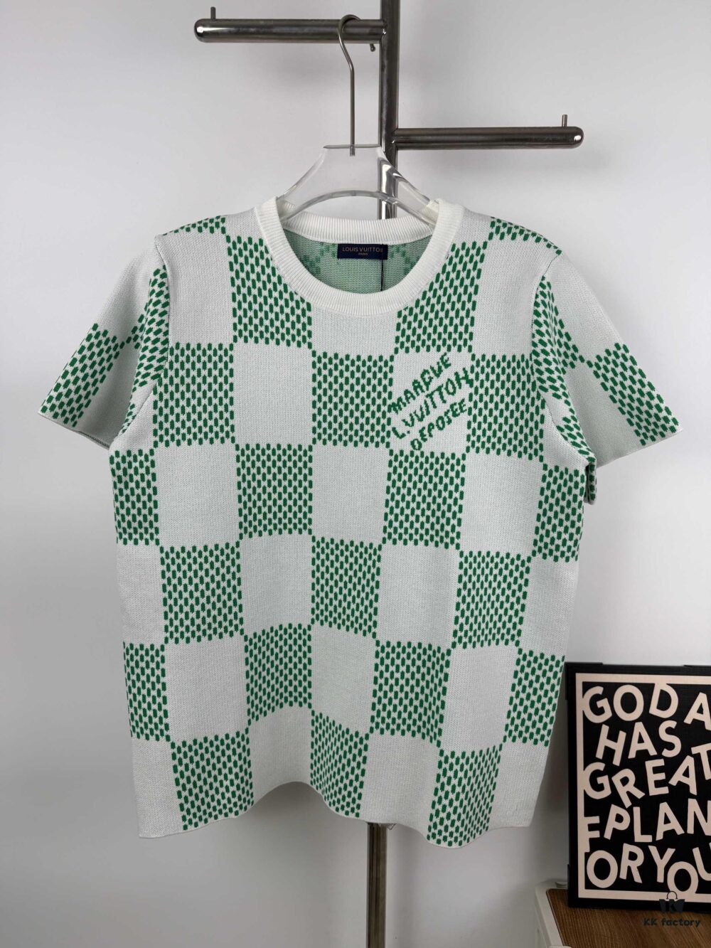 New Louis Vuitton Plaid Green Checkerboard Short Sleeve Unisex T-Shirt