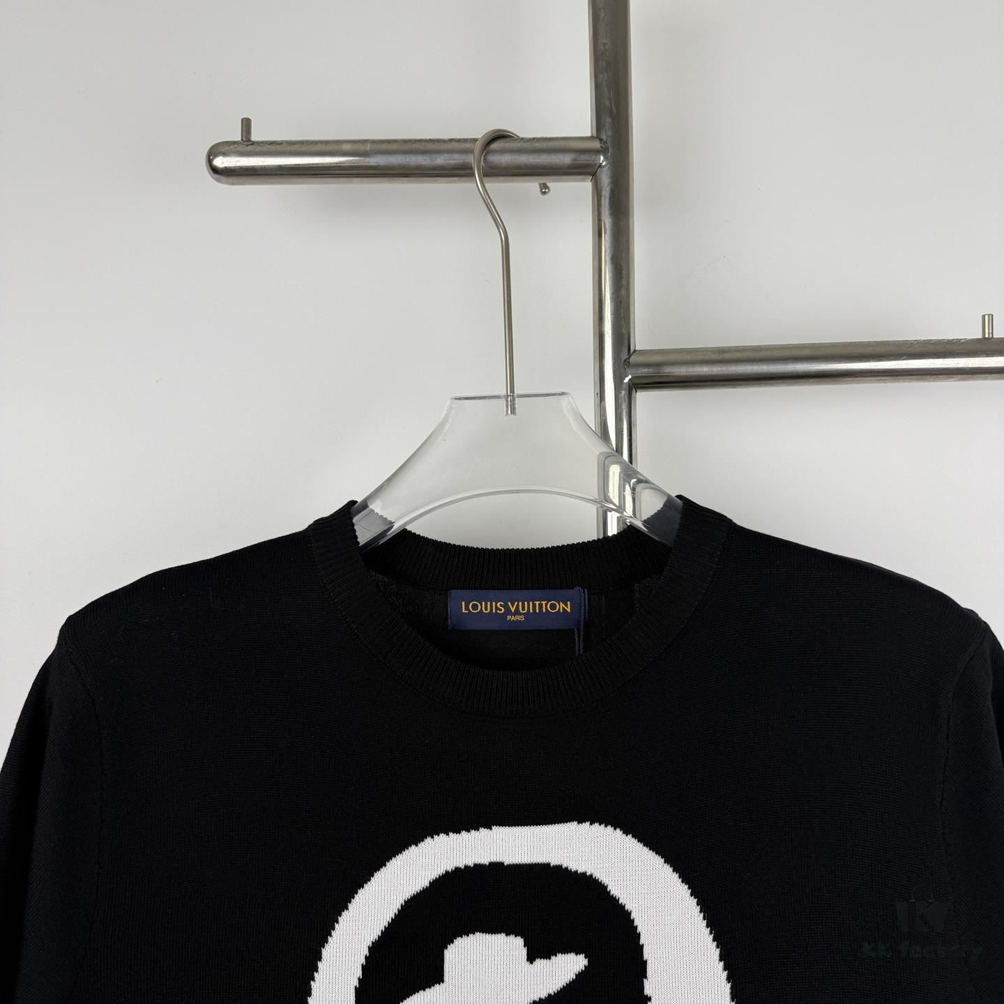 New Arrival Louis Vuitton Unisex Black and White Portrait Knit Short Sleeve T-Shirt