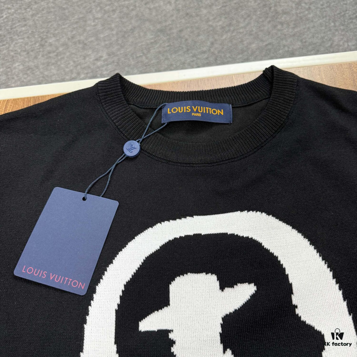 New Arrival Louis Vuitton Unisex Black and White Portrait Knit Short Sleeve T-Shirt