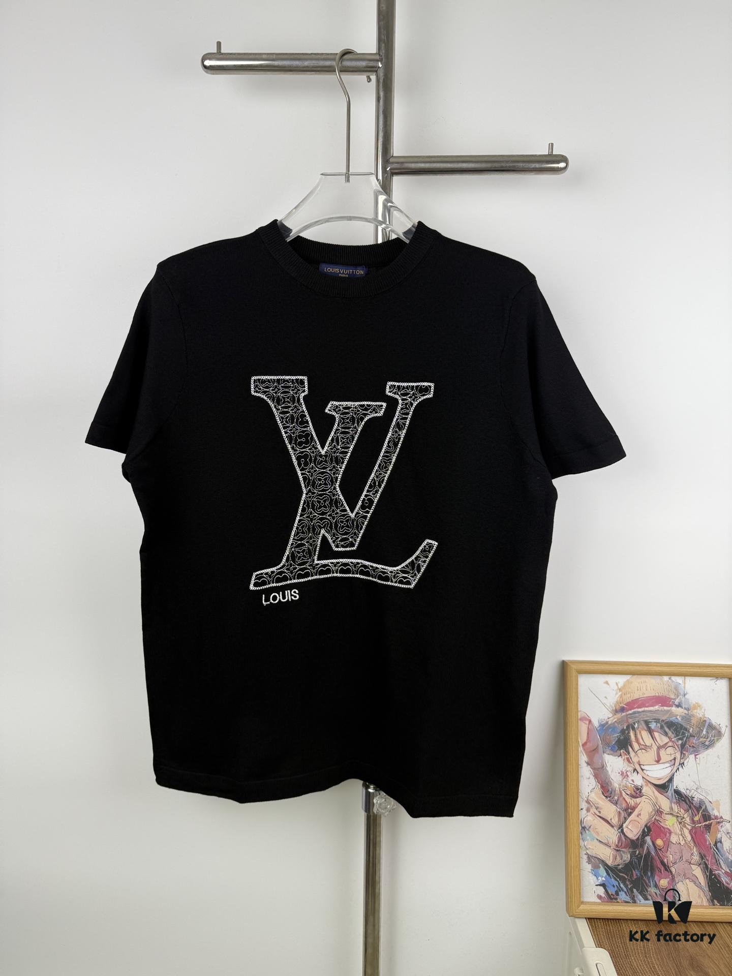 New Louis Vuitton LV Embroidered Crew Neck Logo Short Sleeve Unisex