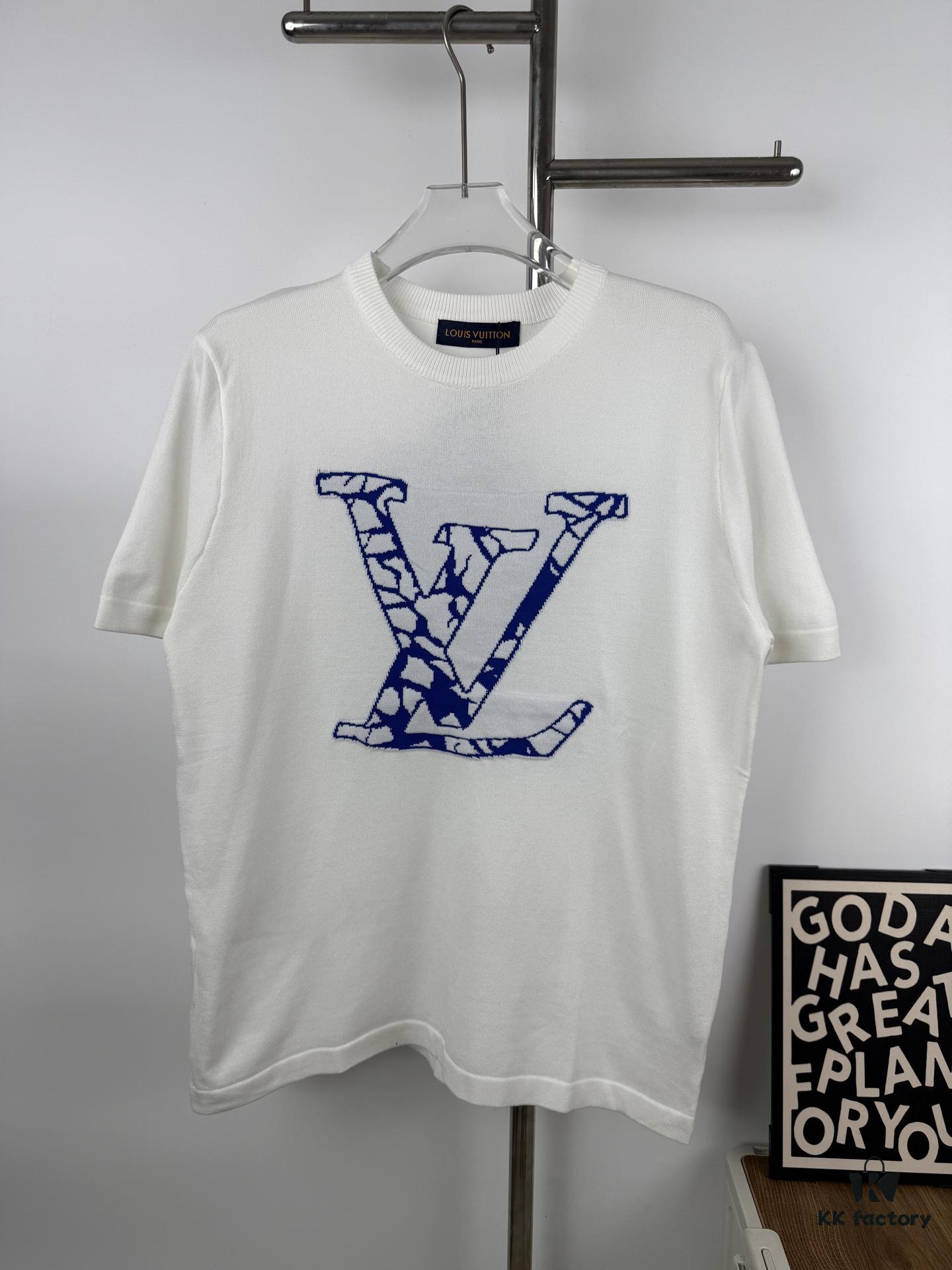 New LV Louis Vuitton 2023FW Ski Collection Jacquard Round-Neck Short-Sleeve T-Shirt
