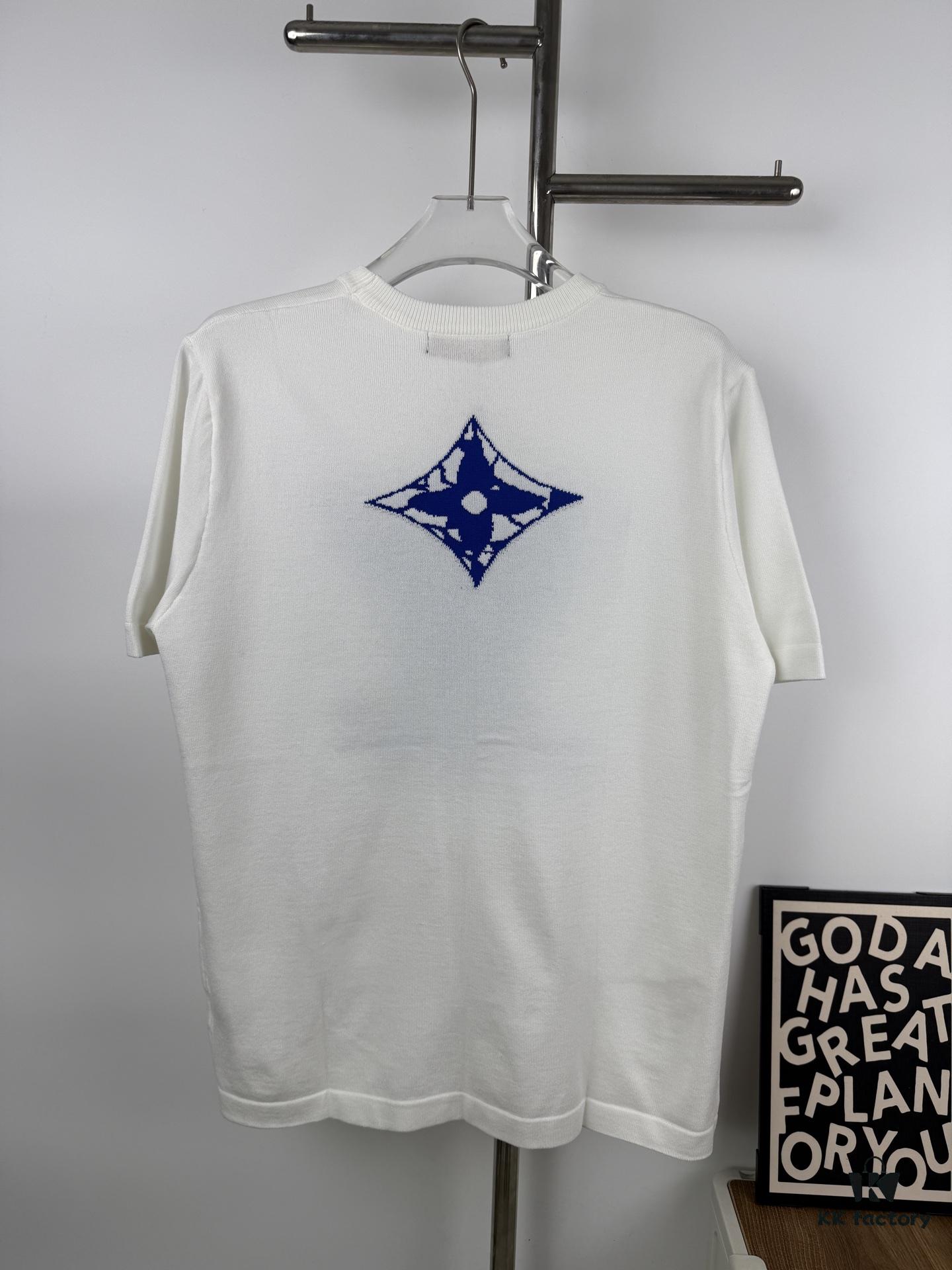 New LV Louis Vuitton 2023FW Ski Collection Jacquard Round-Neck Short-Sleeve T-Shirt