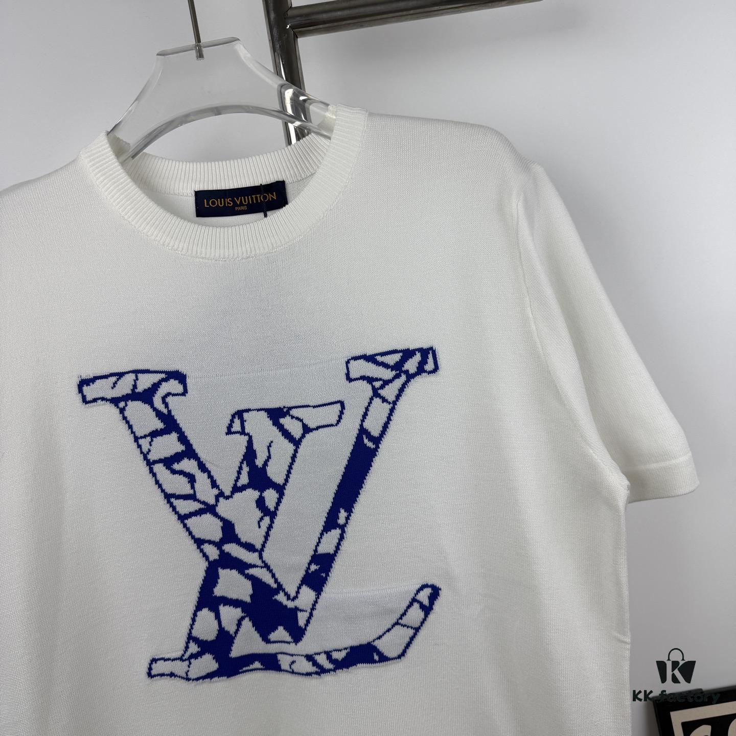 New LV Louis Vuitton 2023FW Ski Collection Jacquard Round-Neck Short-Sleeve T-Shirt