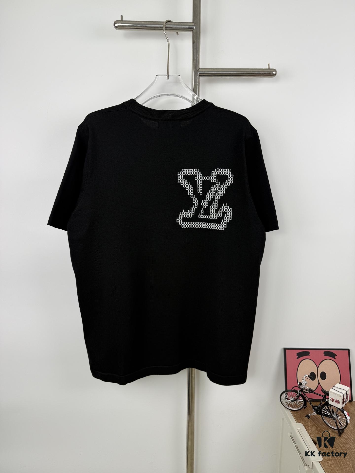 New Louis Vuitton 25SS Limited Edition Brick Print Knit Crew Neck Short Sleeve T-Shirt