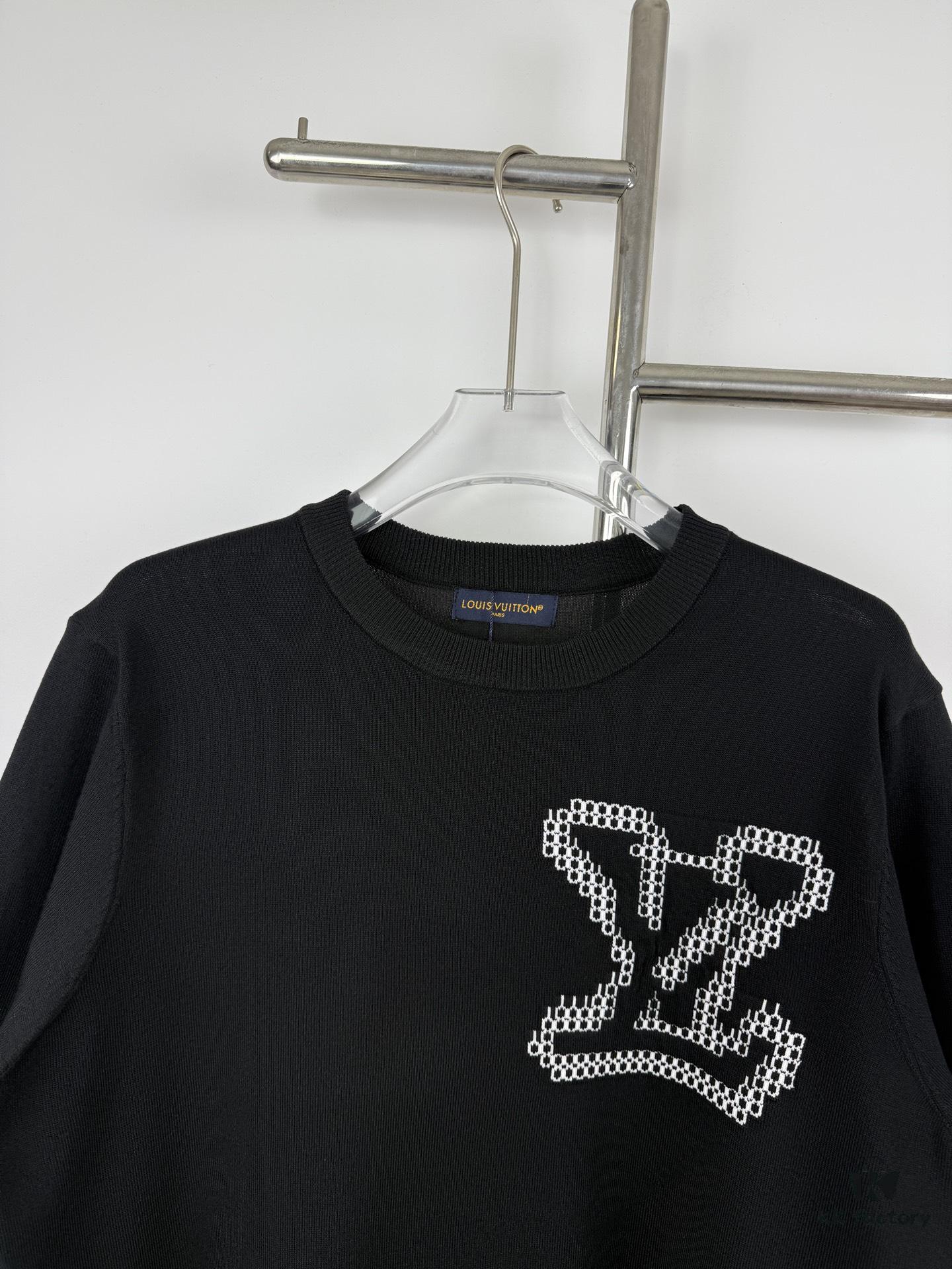 New Louis Vuitton 25SS Limited Edition Brick Print Knit Crew Neck Short Sleeve T-Shirt