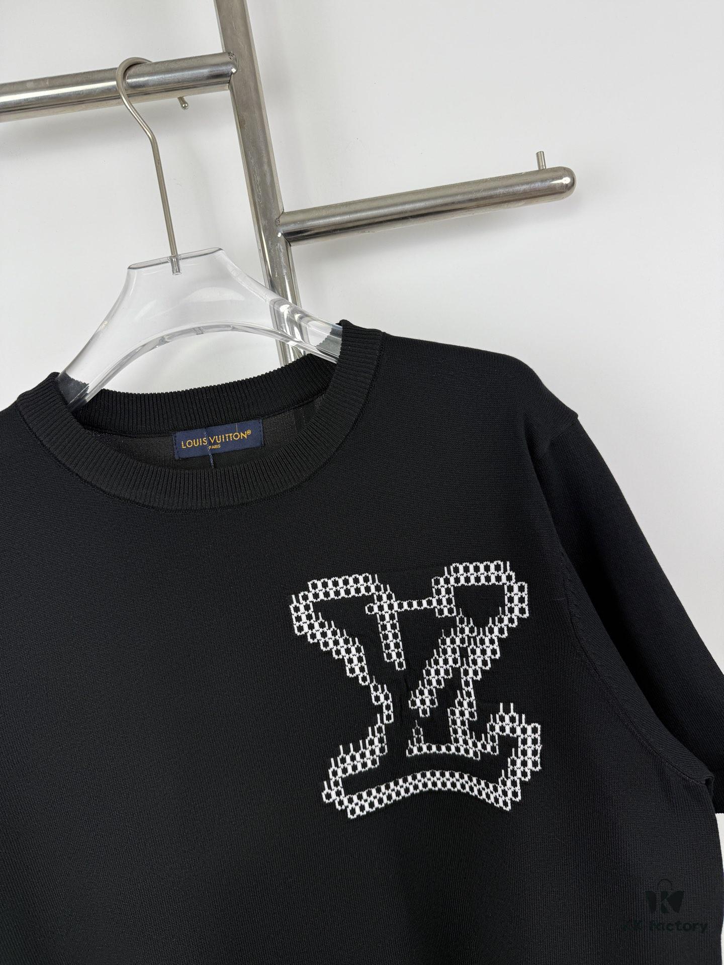 New Louis Vuitton 25SS Limited Edition Brick Print Knit Crew Neck Short Sleeve T-Shirt