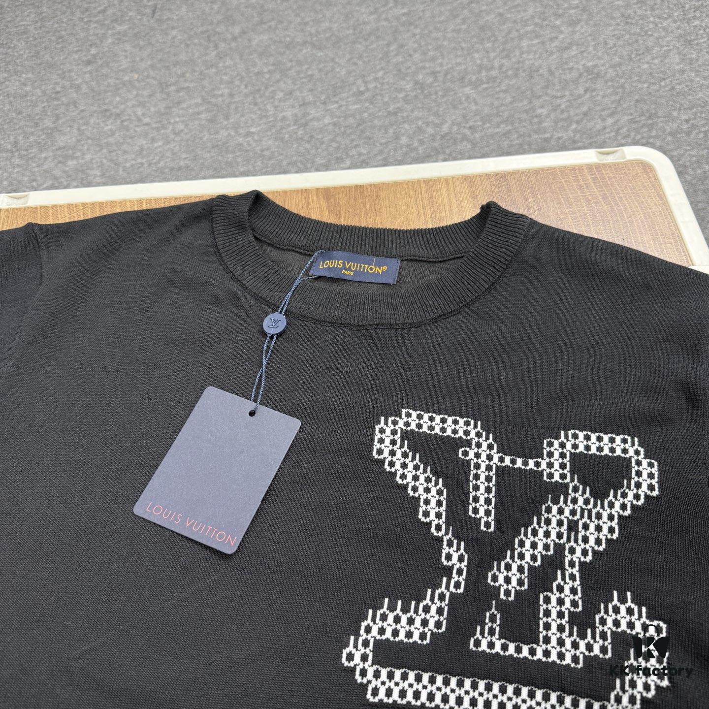 New Louis Vuitton 25SS Limited Edition Brick Print Knit Crew Neck Short Sleeve T-Shirt