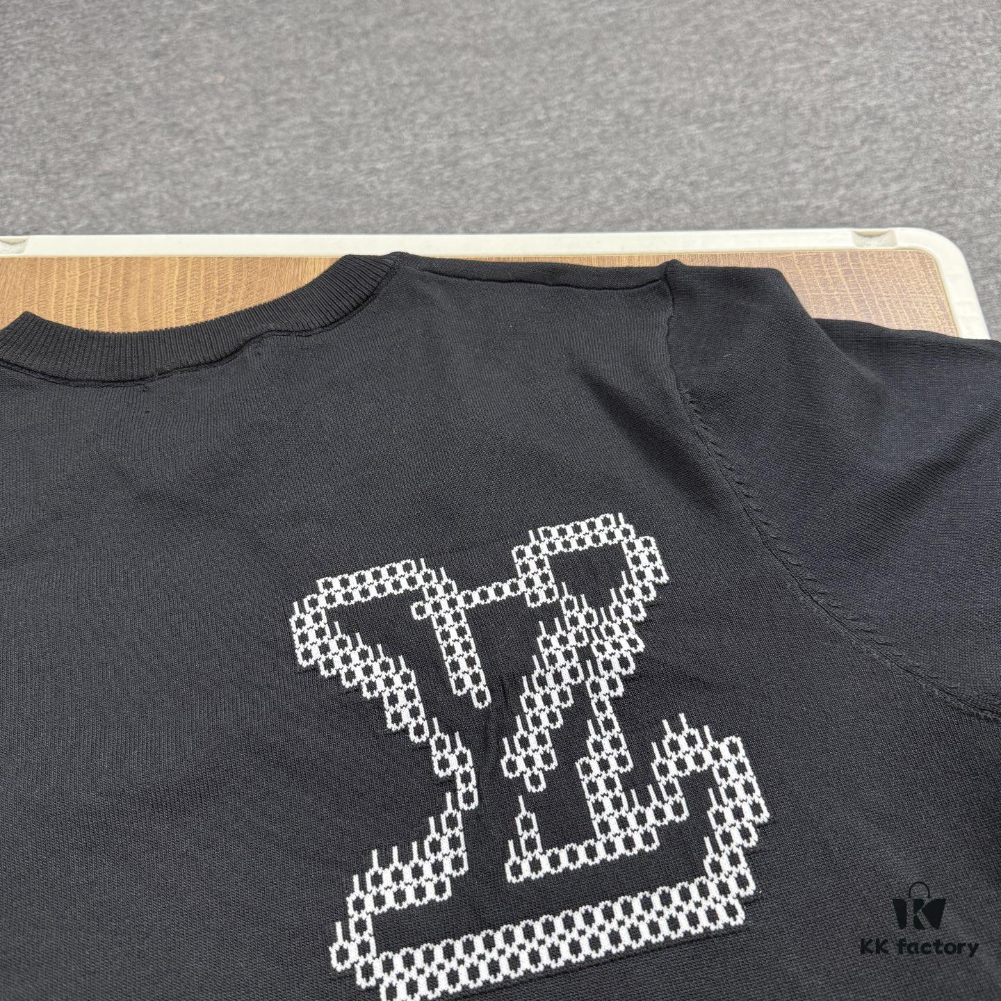 New Louis Vuitton 25SS Limited Edition Brick Print Knit Crew Neck Short Sleeve T-Shirt