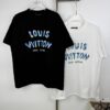 LOUIS VUITTON Graffiti Print Logo Round Neck Short Sleeve T-Shirt Unisex Casual Loose Fit