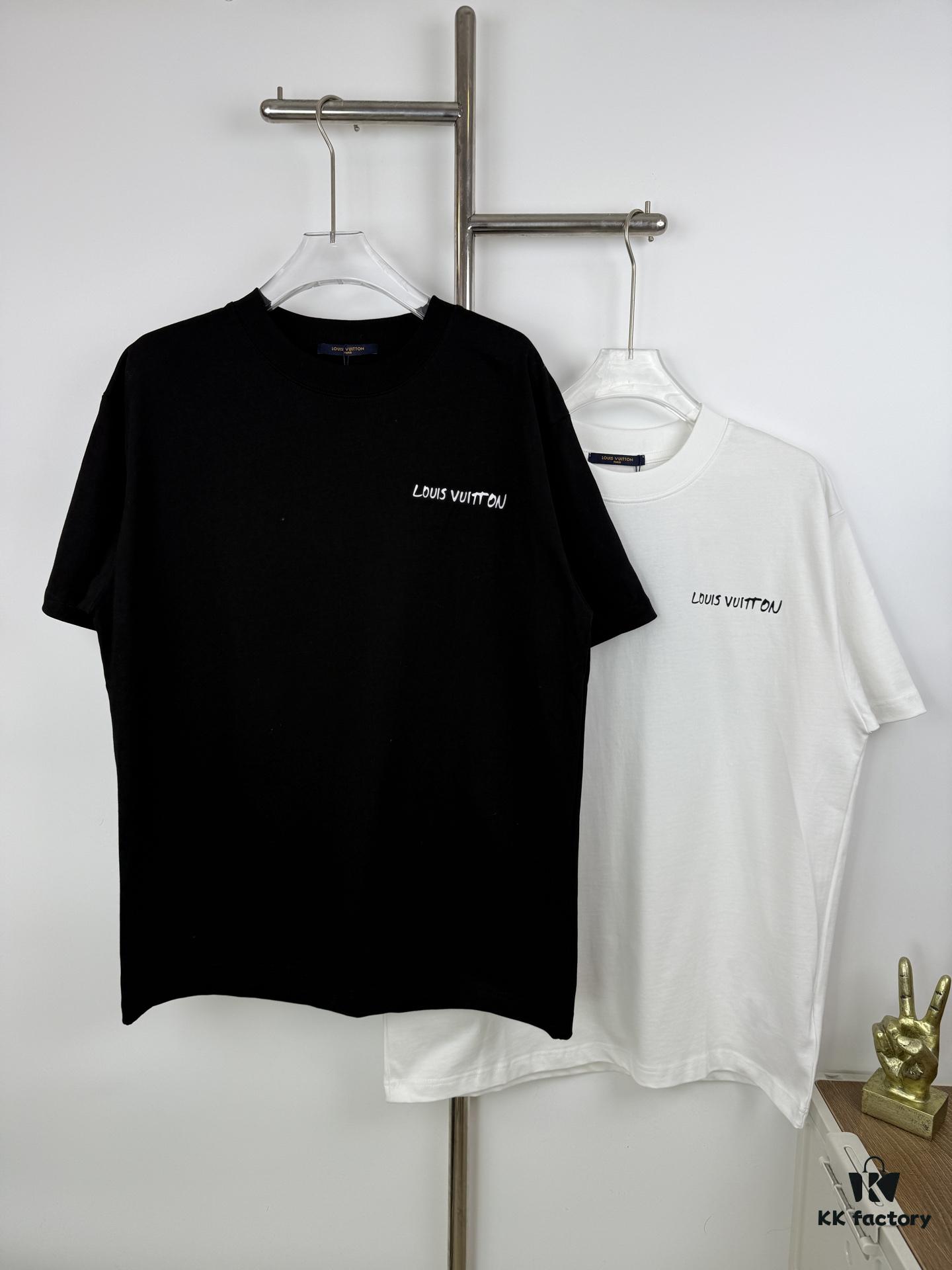 LOUISVUITTON Graffiti Print Logo Round-Neck Short-Sleeve T-Shirt Unisex Casual Loose Fit