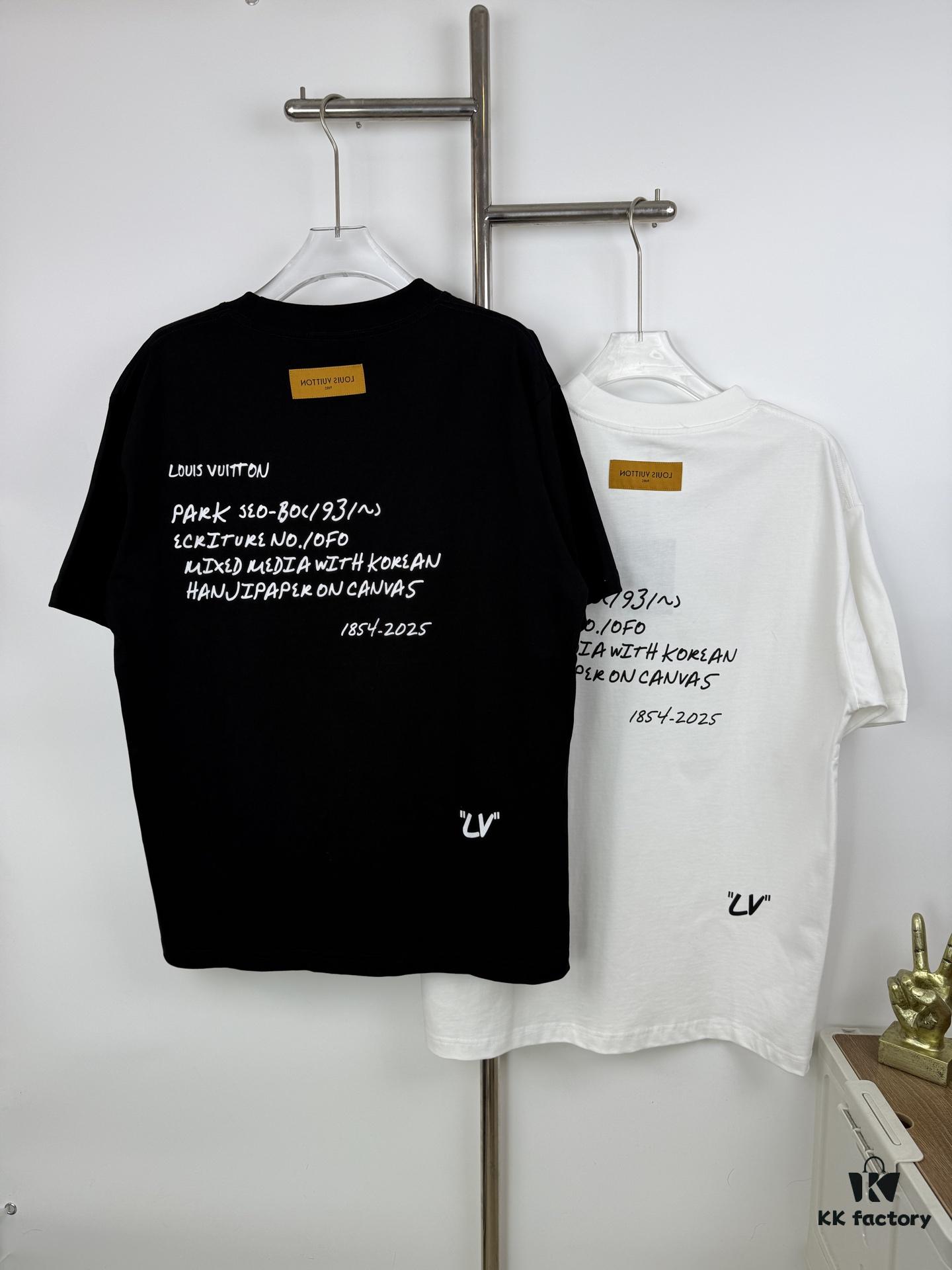 LOUISVUITTON Graffiti Print Logo Round-Neck Short-Sleeve T-Shirt Unisex Casual Loose Fit