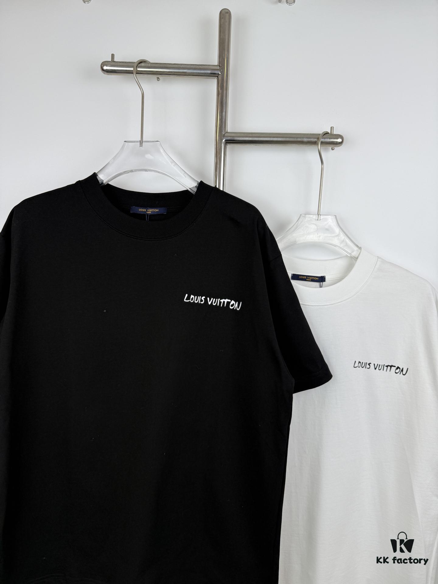 LOUISVUITTON Graffiti Print Logo Round-Neck Short-Sleeve T-Shirt Unisex Casual Loose Fit