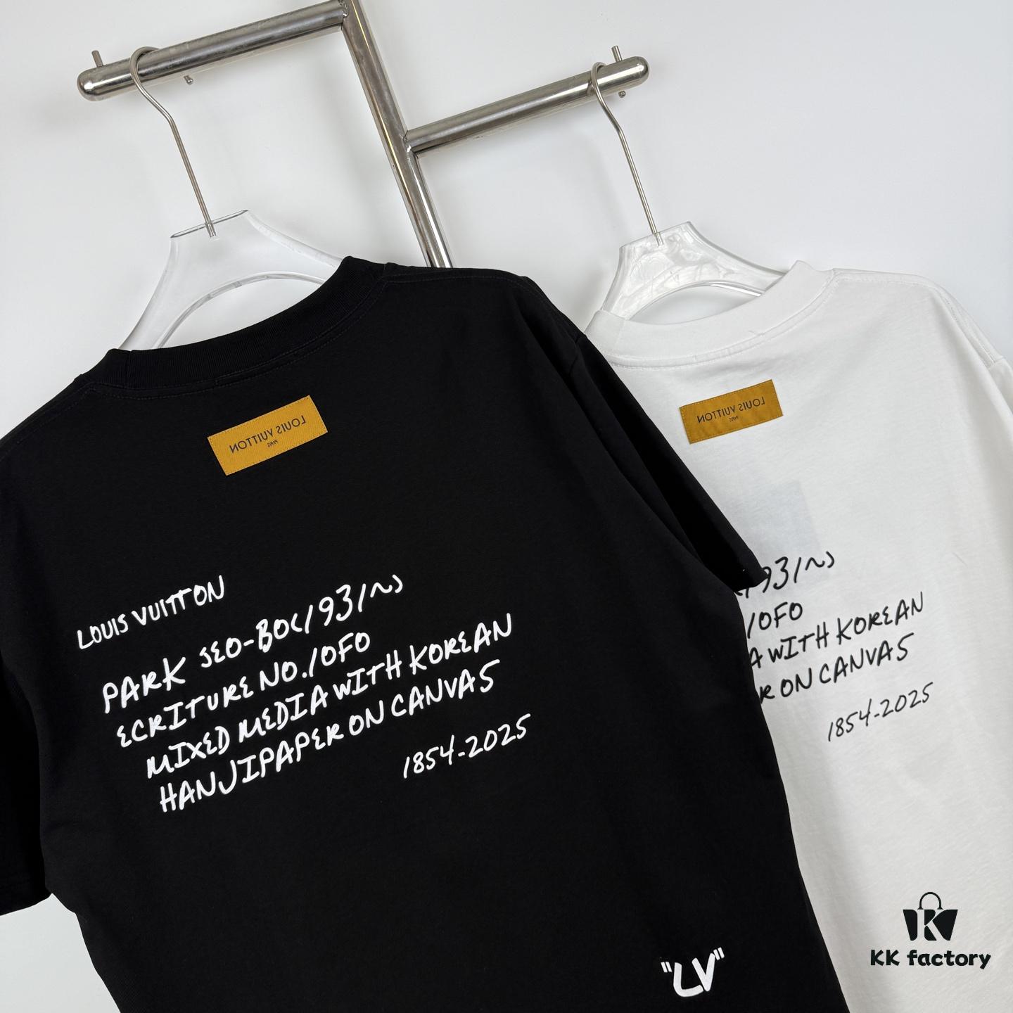 LOUISVUITTON Graffiti Print Logo Round-Neck Short-Sleeve T-Shirt Unisex Casual Loose Fit